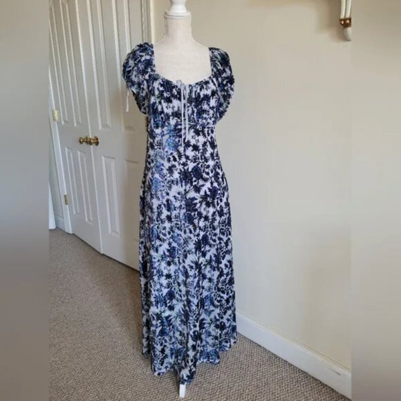 Free People NWT Fawna Floral Burnout Midi Velvet Dress size L - Picture 4 of 9